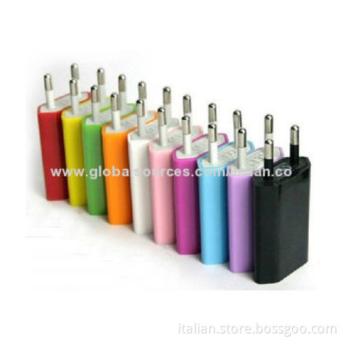 Candy Colored EU Plug USB Power Adapter/Wall Charger for iPhone 4/4S/5C/5G/5S, 4.8-5.5V Output